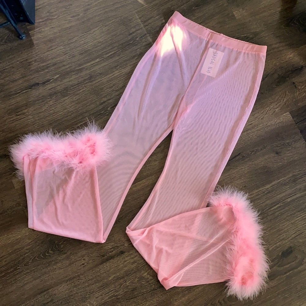 Pink, mesh pants, Size L